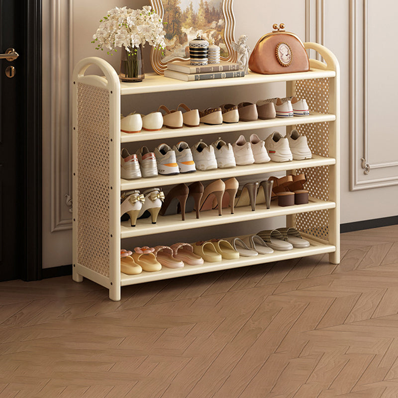 Rechteckiges Schuhregal im traditionellen Vintage-Stil aus Bambus, PE-Rattan und MDF mit 5/6 Ebenen für Eingangsbereich und Wohnzimmer