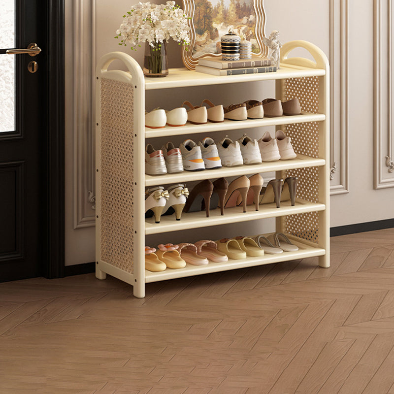 Rechteckiges Schuhregal im traditionellen Vintage-Stil aus Bambus, PE-Rattan und MDF mit 5/6 Ebenen für Eingangsbereich und Wohnzimmer
