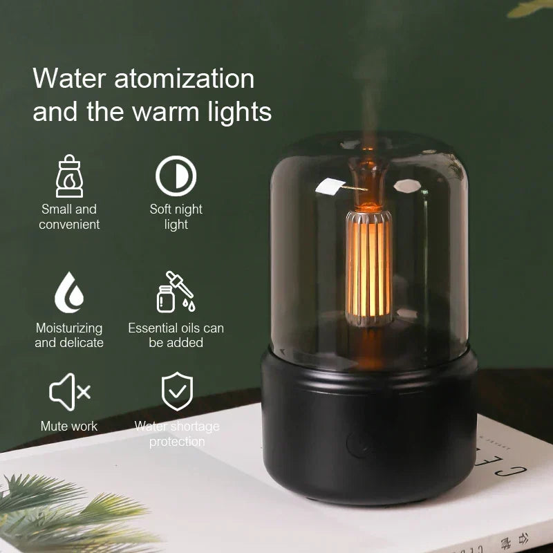 Retro-Aroma-Diffuser mit Nachtlicht - USB-Luftbefeuchter für ätherische Öle für Zuhause und Büro