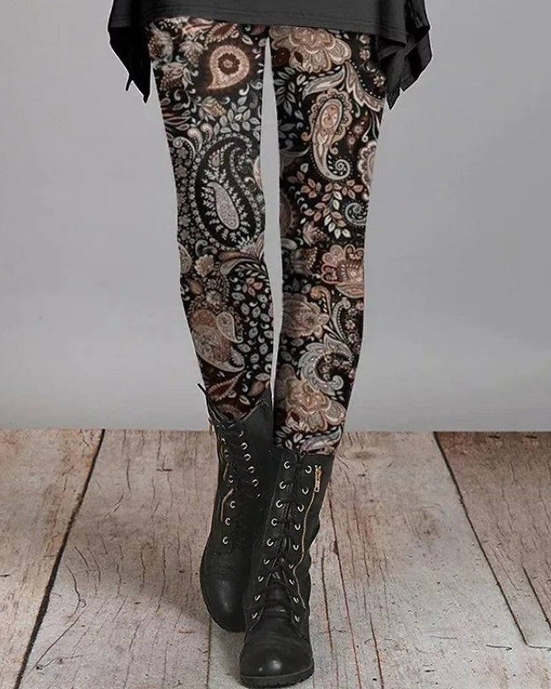 Retro-Leggings im Boho-Stil mit Ethno-Print – Ziva