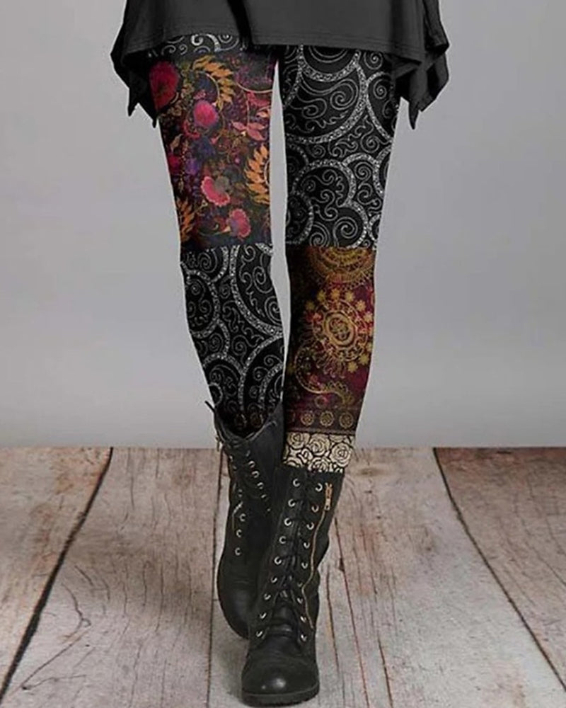 Retro-Leggings im Boho-Stil mit Ethno-Print – Ziva