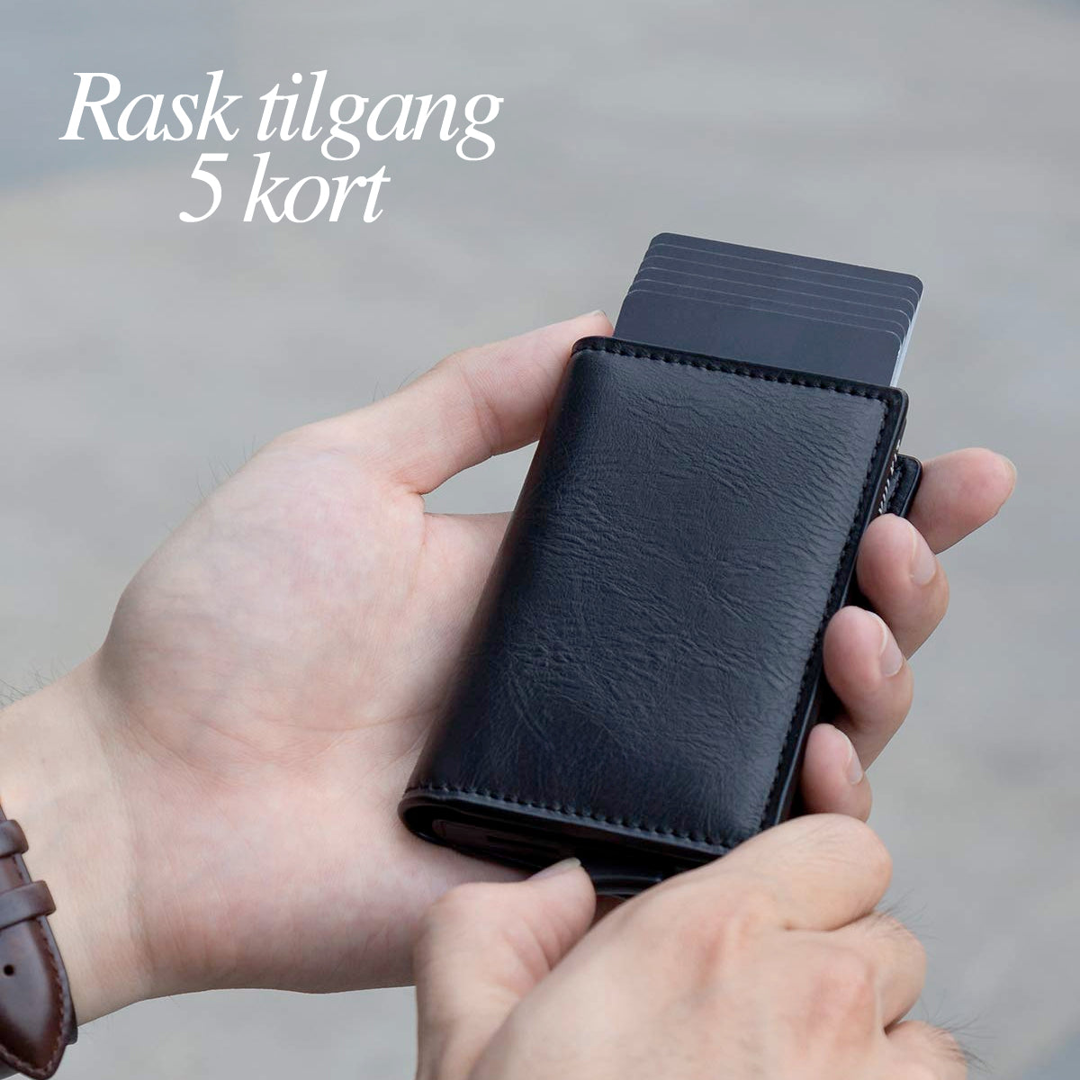 RFID-Ledergeldbörse mit doppeltem Pop-up-Aluminium-Kartenetui