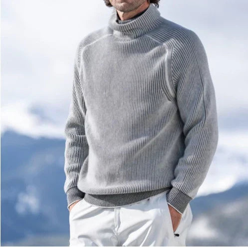 Rippgestrickter Herren-Rollkragenpullover