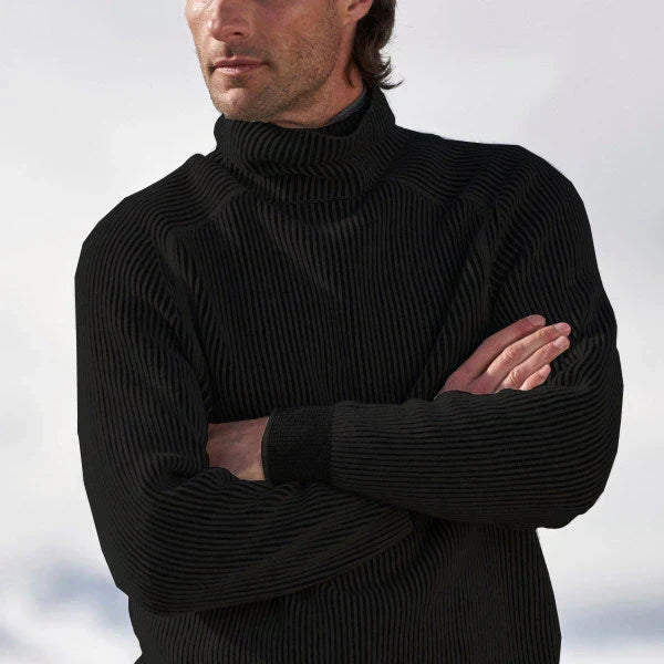 Rippgestrickter Herren-Rollkragenpullover