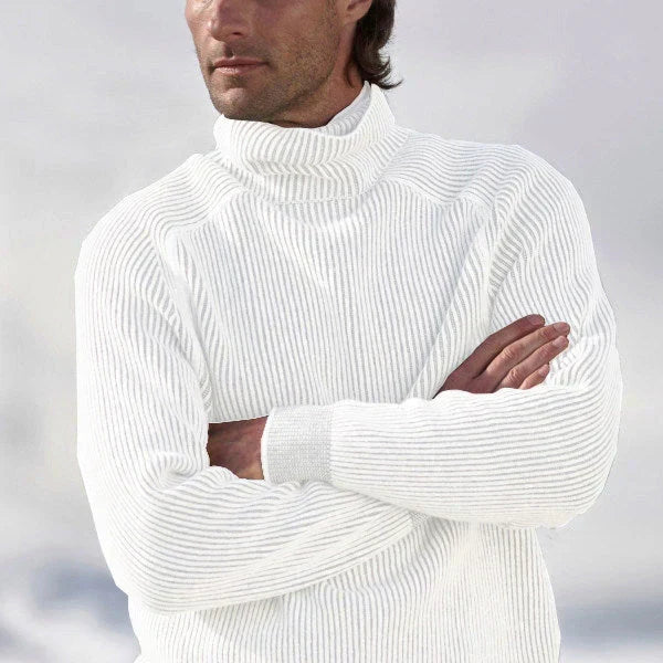 Rippgestrickter Herren-Rollkragenpullover