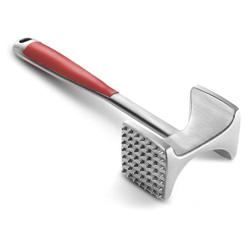Robuster doppelseitiger Fleischklopfer aus Edelstahl mit ergonomischem, rutschfestem Griff