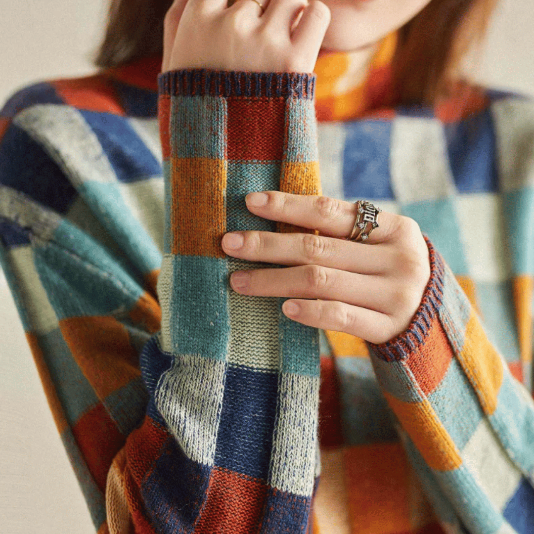 Rollkragenpullover aus weichem Kaschmir | Elegantes Patchwork-Design