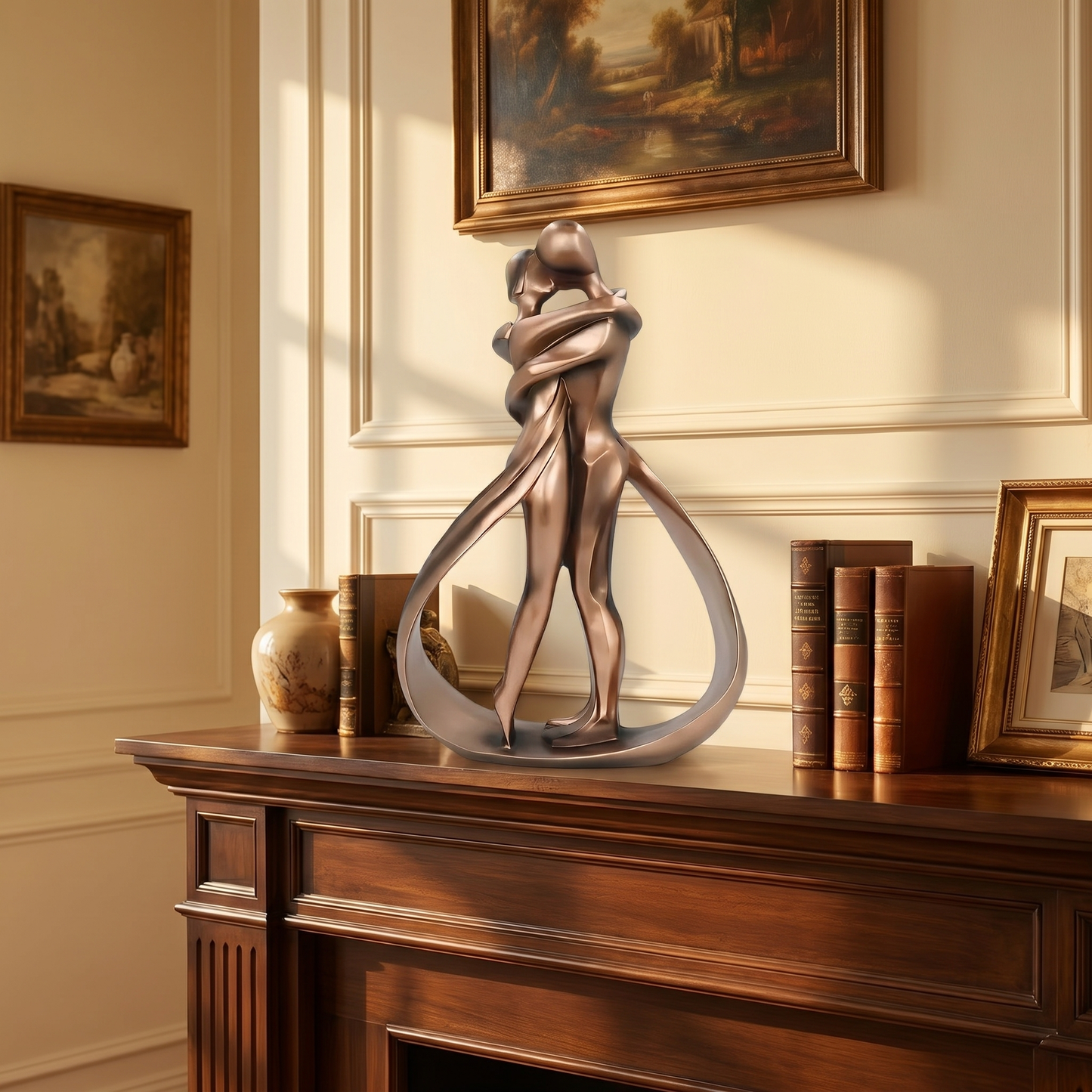 Romantische Paar-Statue | Skulptur für Zuhause aus Kunstharz | Bronze-Optik