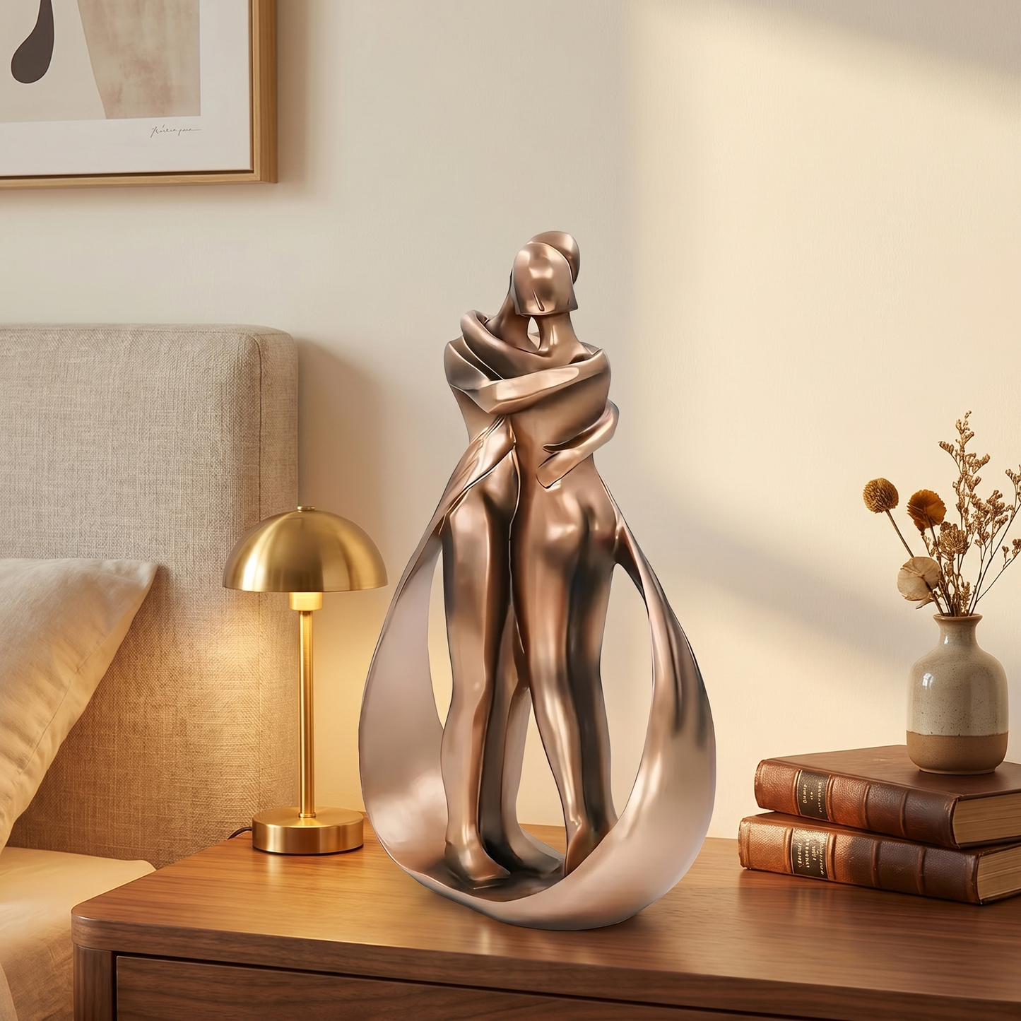 Romantische Paar-Statue | Skulptur für Zuhause aus Kunstharz | Bronze-Optik