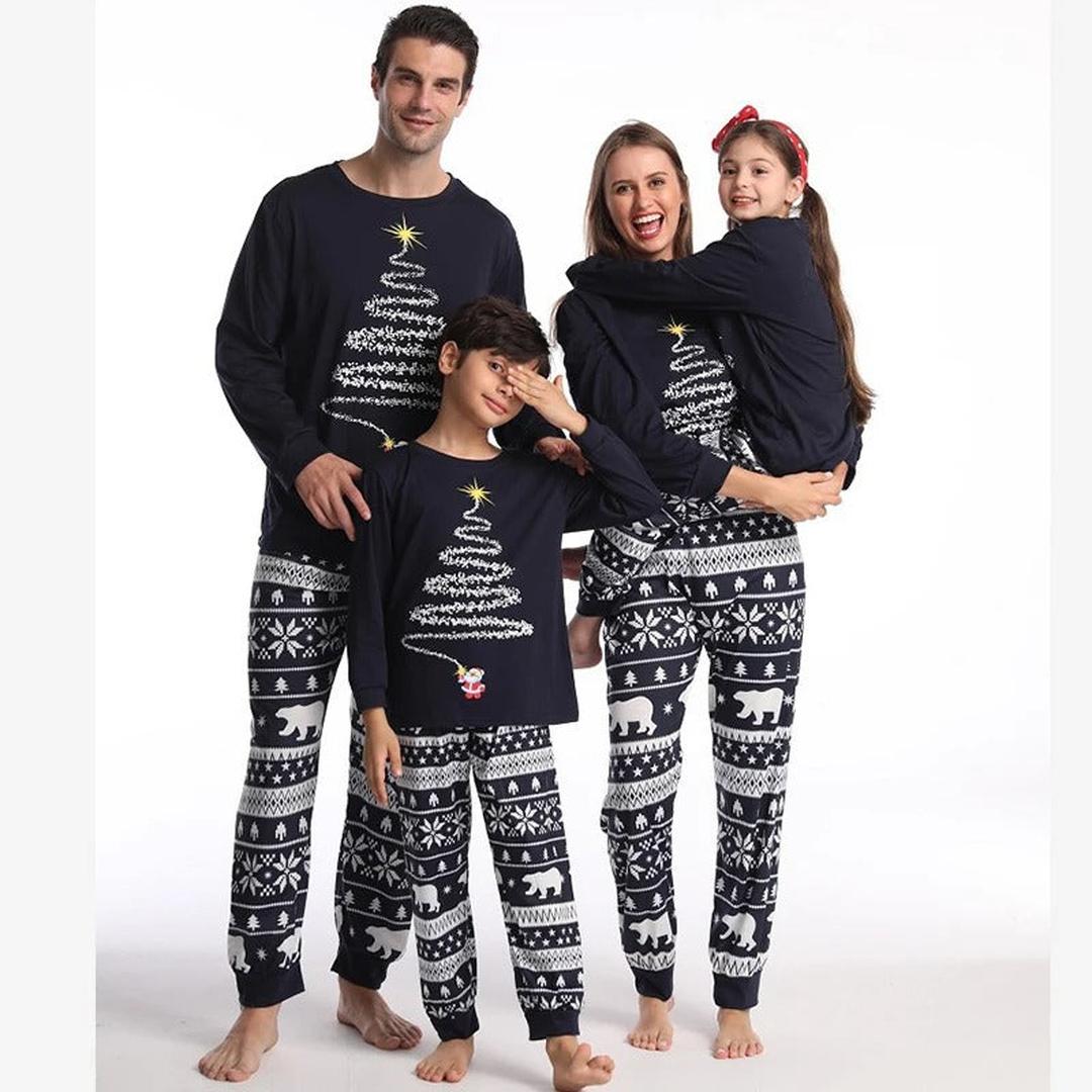 Rotes Weihnachts-Pyjama-Set für die Familie mit langen Ärmeln