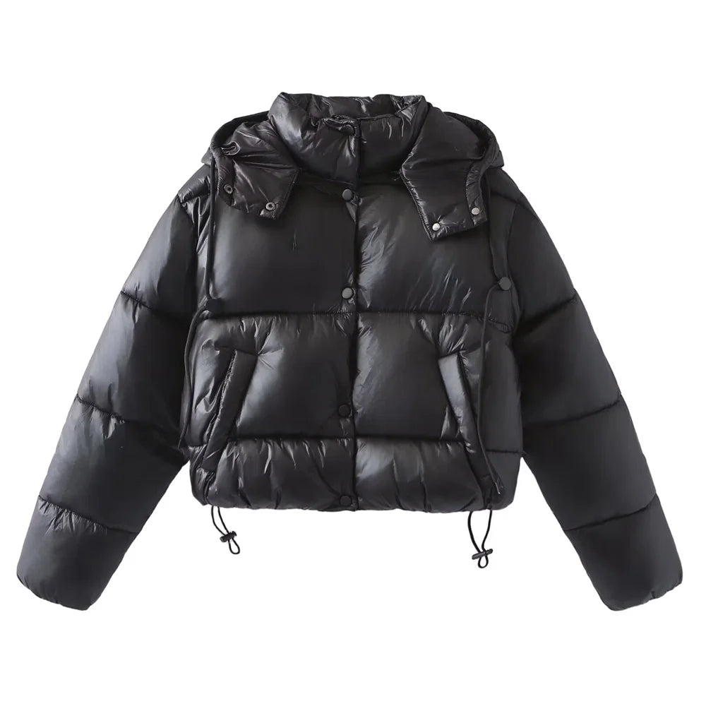 Saisonale Damen-Pufferjacke mit Kapuze