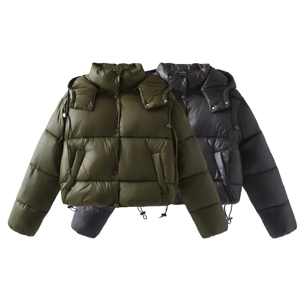Saisonale Damen-Pufferjacke mit Kapuze
