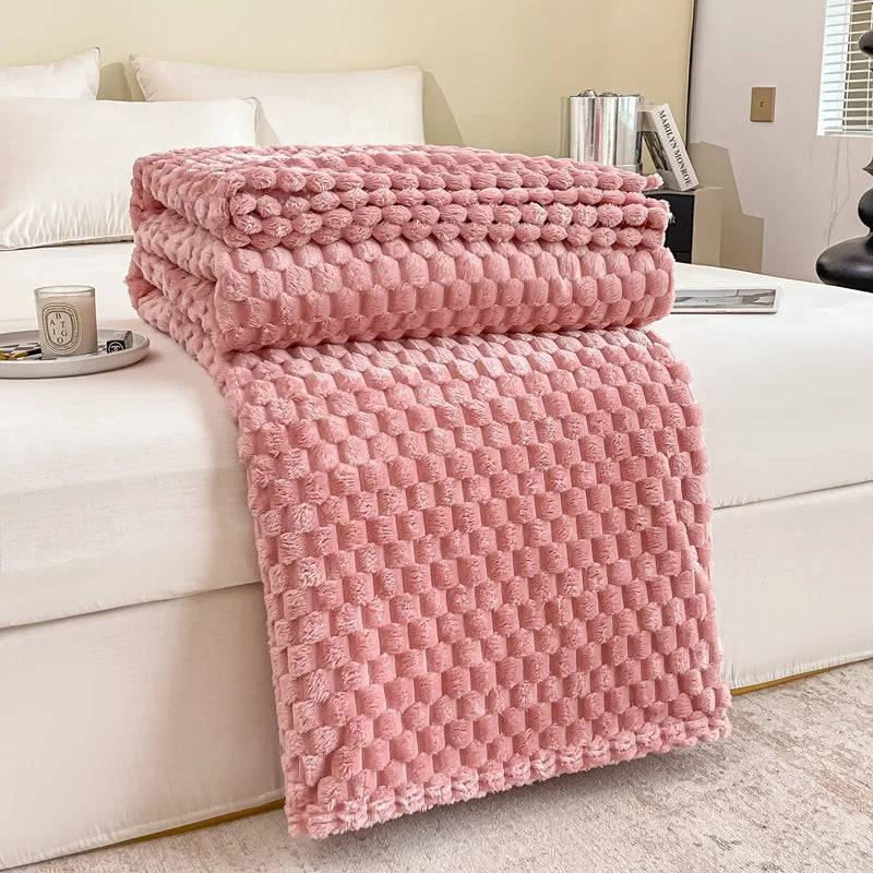 Samtweich mit Karo-Muster, weich, warm und flauschig - Komfortabler Sofaüberwurf und Kuscheldecke für Erwachsene, Kinder und Haustiere