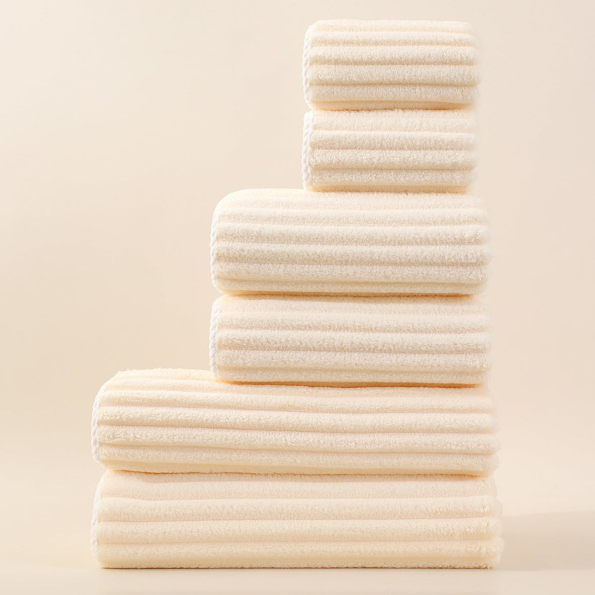 Saugfähiges gestreiftes Handtuch-Set aus Korallen-Fleece für das Gesicht