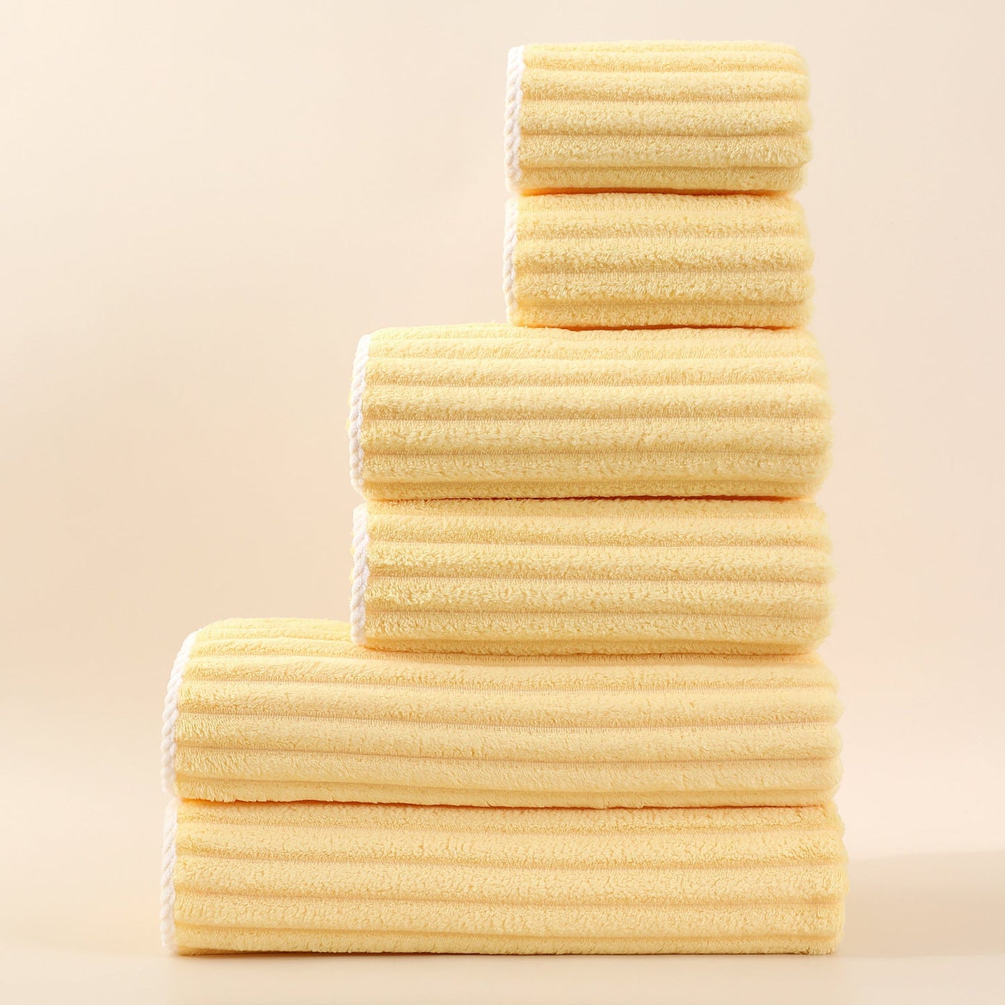 Saugfähiges gestreiftes Handtuch-Set aus Korallen-Fleece für das Gesicht