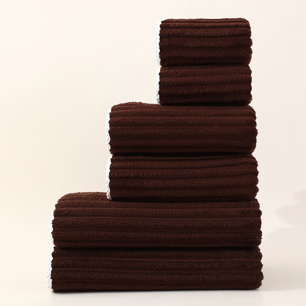 Saugfähiges gestreiftes Handtuch-Set aus Korallen-Fleece für das Gesicht