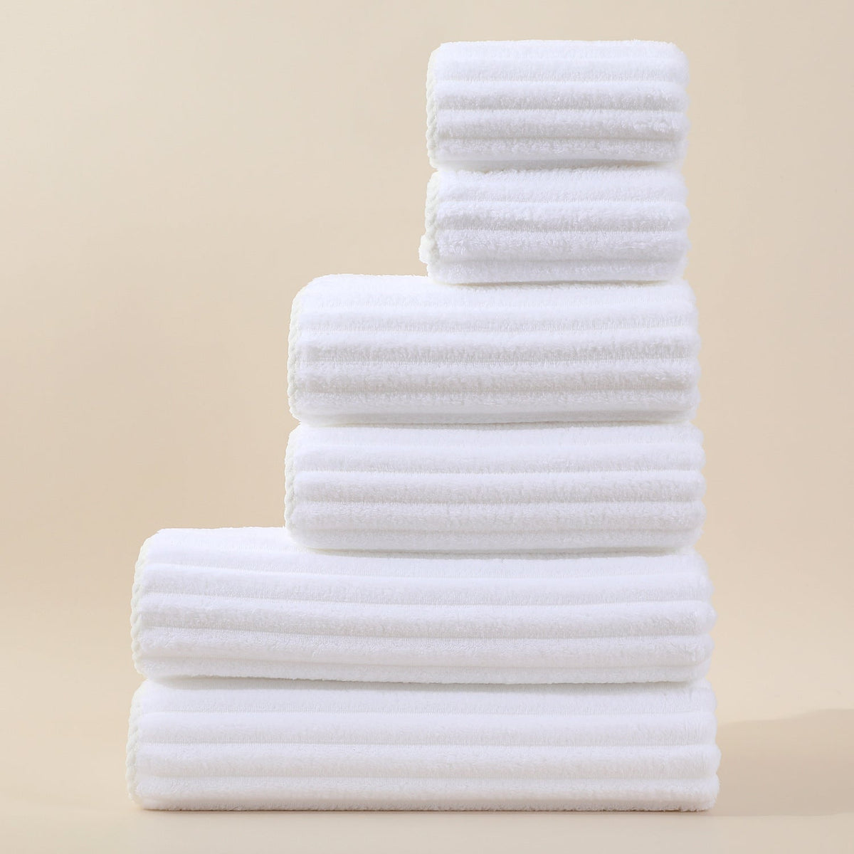 Saugfähiges gestreiftes Handtuch-Set aus Korallen-Fleece für das Gesicht