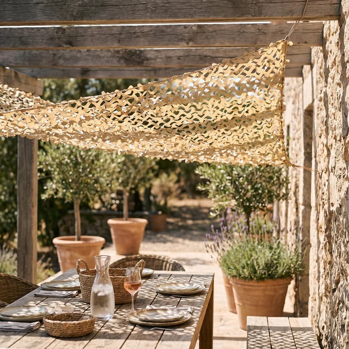 Schattiernetz für Terrasse & Pergola – 6 Farben, Luftzirkulierend, In 1 Stunde aufgehängt