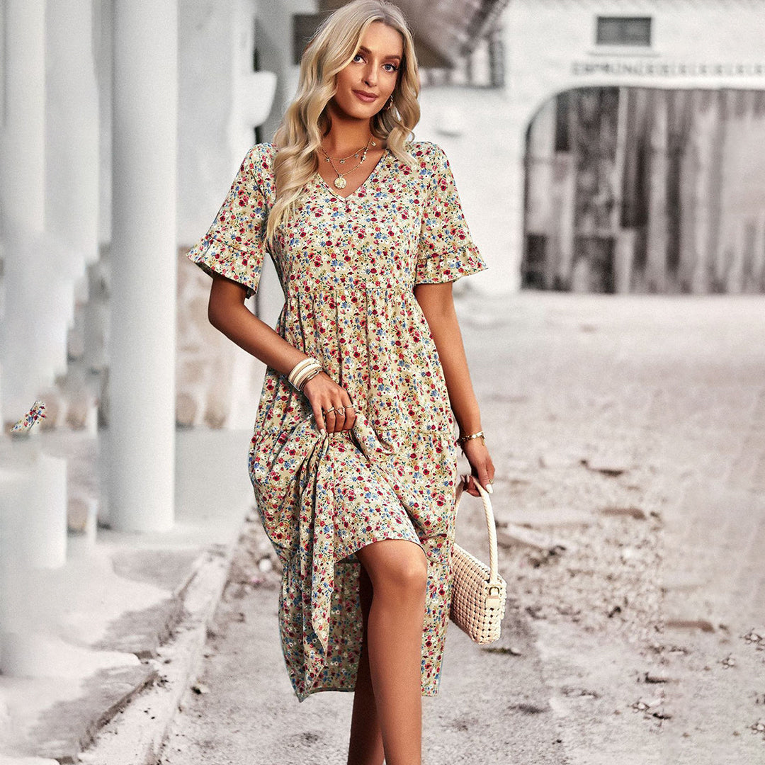 Schickes Sommer-Midikleid mit Blumenmuster für Damen