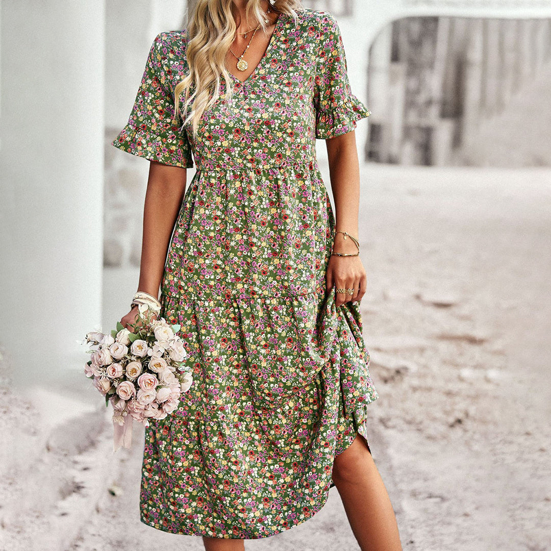 Schickes Sommer-Midikleid mit Blumenmuster für Damen