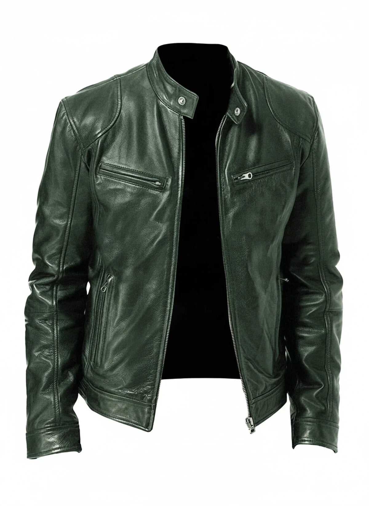 Schmal geschnittene Herren-Racerjacke im Lederlook