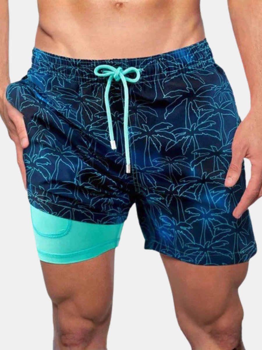 Schnelltrocknende Badeshorts mit Kompressions-Innenhose für Herren