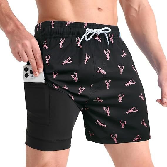 Schnelltrocknende Badeshorts mit Kompressions-Innenhose für Herren