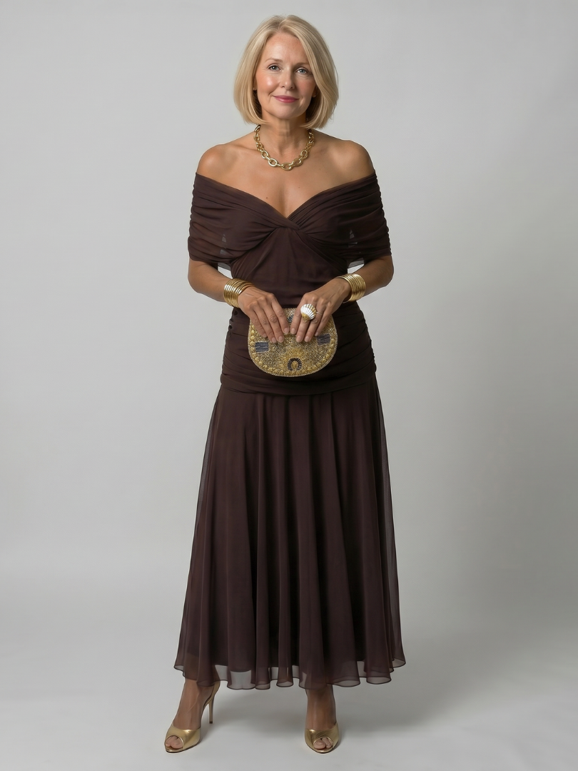 Schulterfreies Maxikleid für Damen