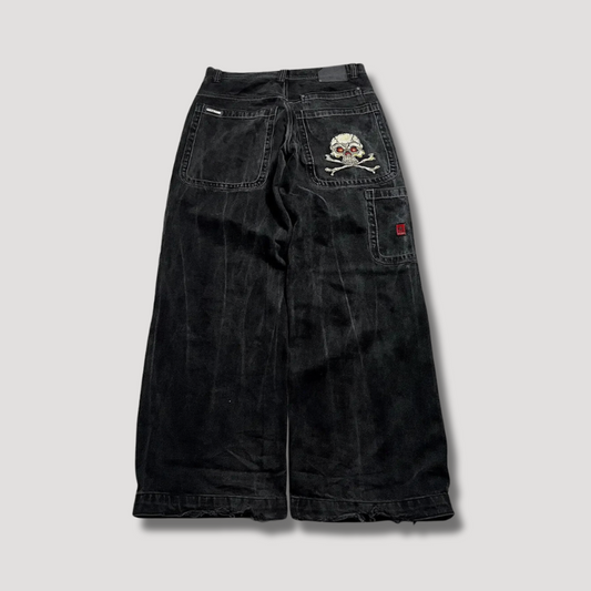 Schwarze Baggy-Jeans mit hohem Bund
