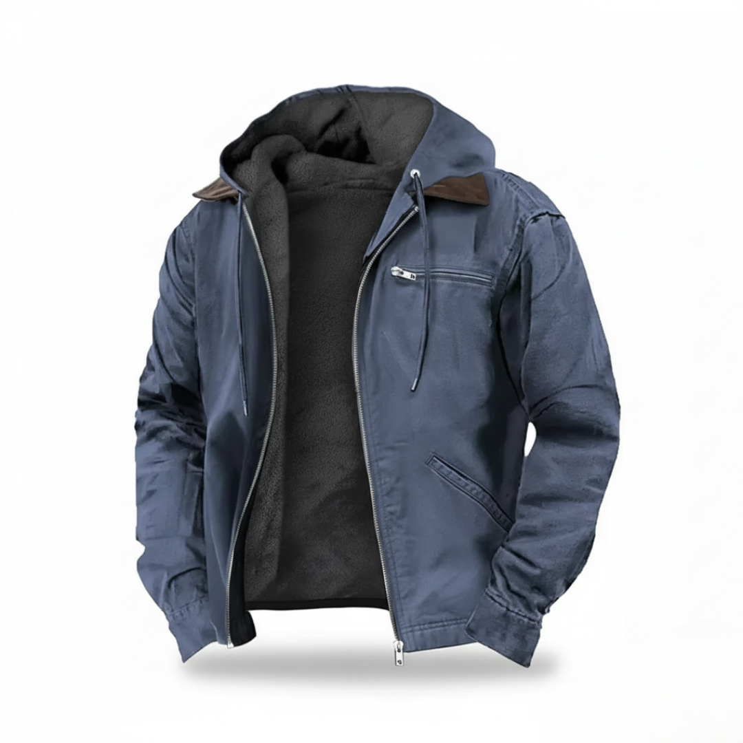 Schwere Arbeitsjacke mit Kapuze für Herren – warm, strapazierfähig und mit entspannter Passform für Herbst und Winter