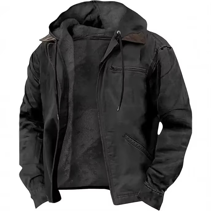 Schwere Arbeitsjacke mit Kapuze für Herren – warm, strapazierfähig und mit entspannter Passform für Herbst und Winter