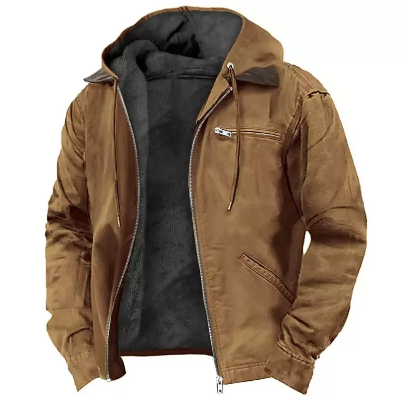 Schwere Arbeitsjacke mit Kapuze für Herren – warm, strapazierfähig und mit entspannter Passform für Herbst und Winter