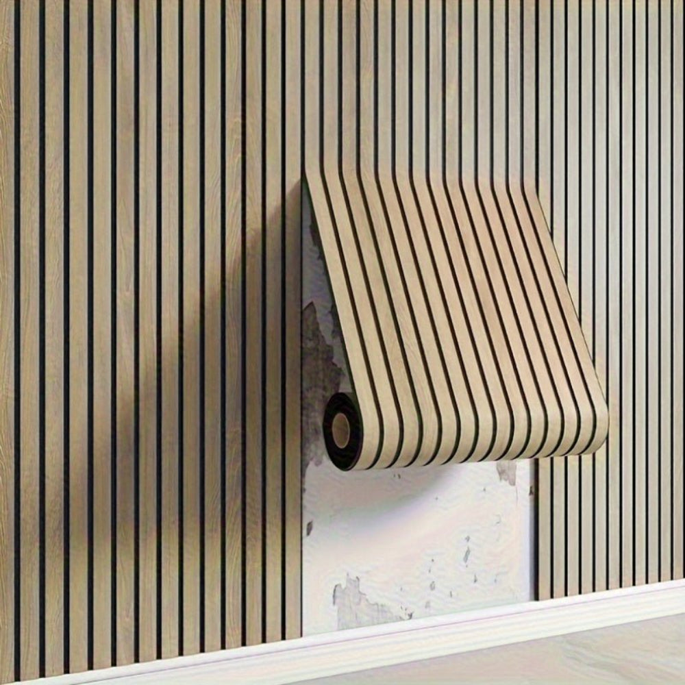 Selbstklebende Wandpaneele in 3D-Holzoptik als Rolle aus PVC für die Wohnraumdekoration