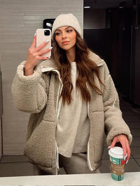 Sherpa-Winter-Teddyjacke für Damen