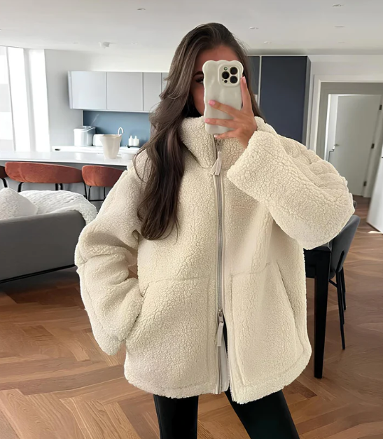 Sherpa-Winter-Teddyjacke für Damen