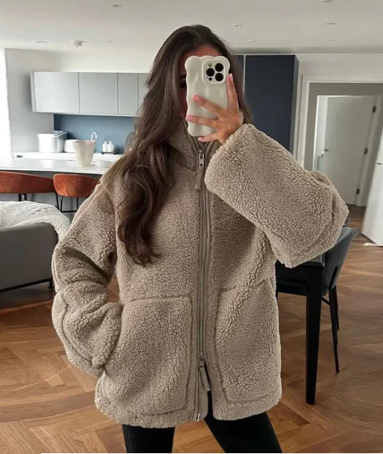 Sherpa-Winter-Teddyjacke für Damen