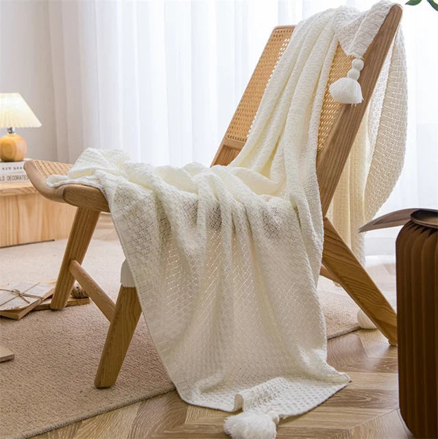 Skandinavische Plaid-Tagesdecke aus Bambus