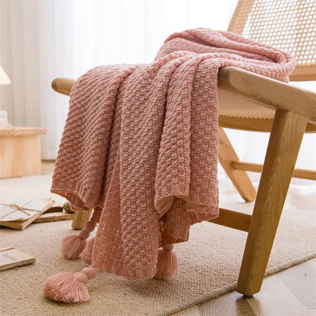 Skandinavische Plaid-Tagesdecke aus Bambus