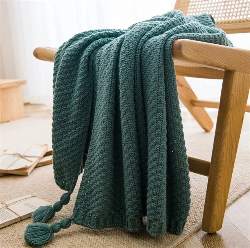 Skandinavische Plaid-Tagesdecke aus Bambus