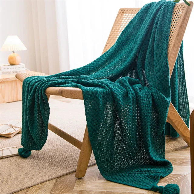 Skandinavische Plaid-Tagesdecke aus Bambus