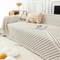 Skandinavische Sofa-Überwurfdecke mit Fransenrand