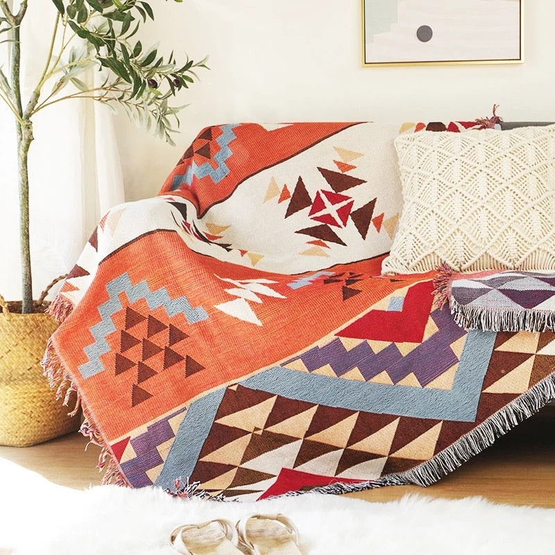 Sofaüberwurf im Vintage-Stil mit Kürbis-Motiv