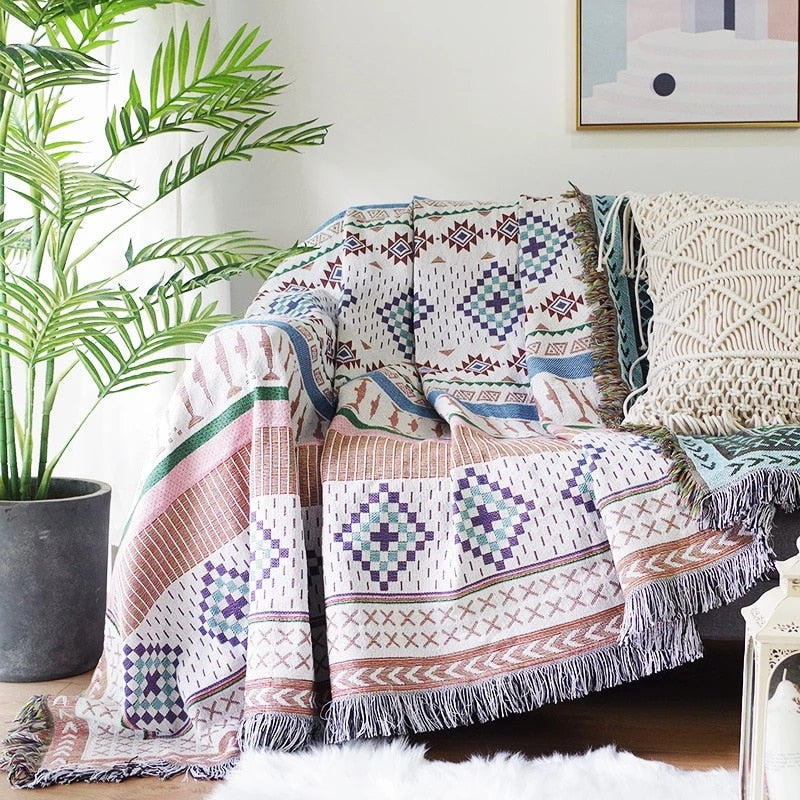 Sofaüberwurf im Vintage-Stil mit Kürbis-Motiv