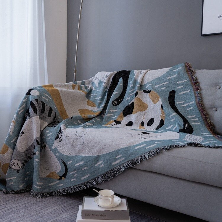Sofaüberwurf im Vintage-Stil mit Kürbis-Motiv