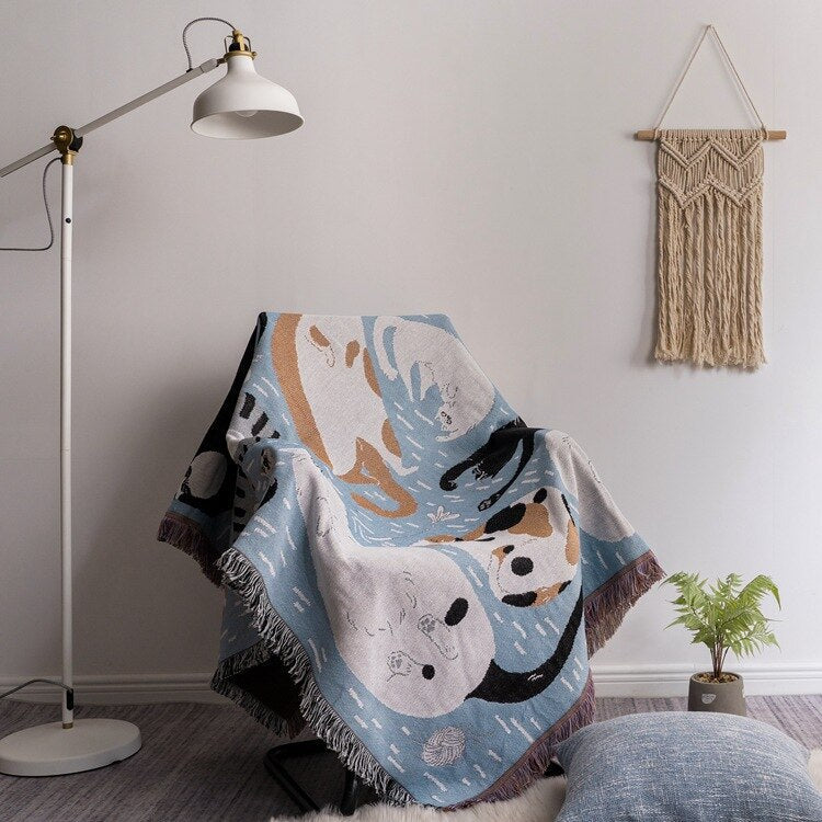 Sofaüberwurf im Vintage-Stil mit Kürbis-Motiv