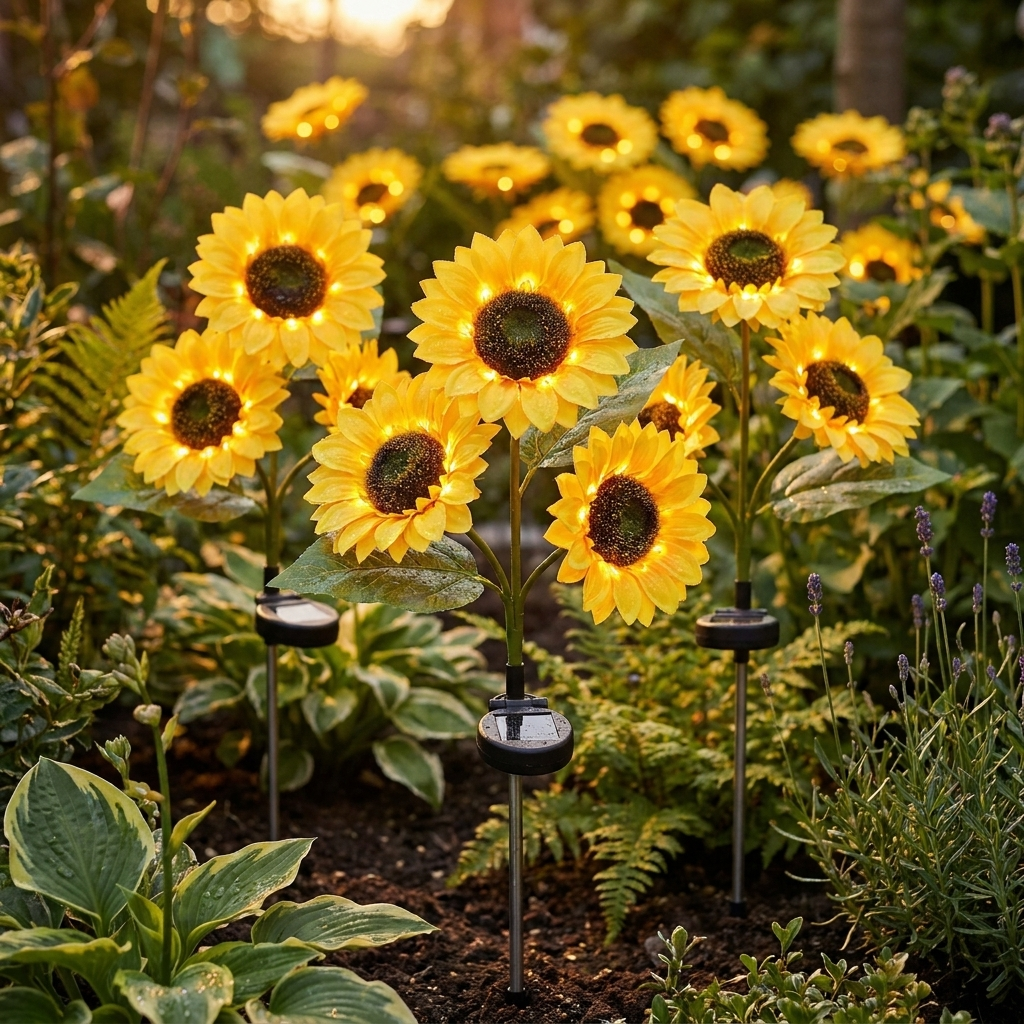 Solar-Gartenleuchte in Sonnenblumen-Optik