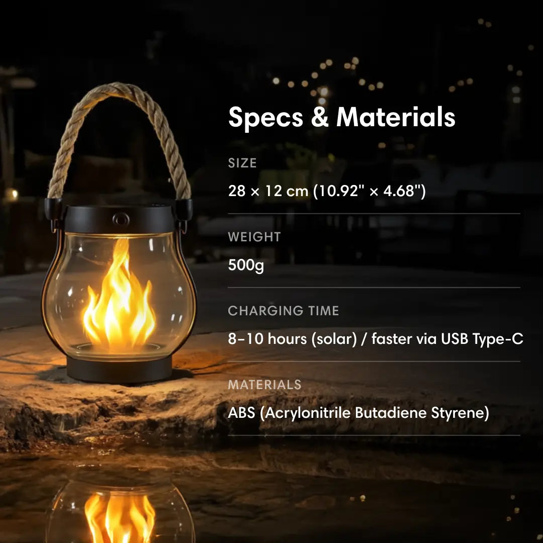 Solar-Laterne mit realistischem Flammeneffekt