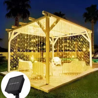 Solar-Lichtervorhang – wasserdichte Weihnachtsbeleuchtung für außen mit 8 Leuchtmodi