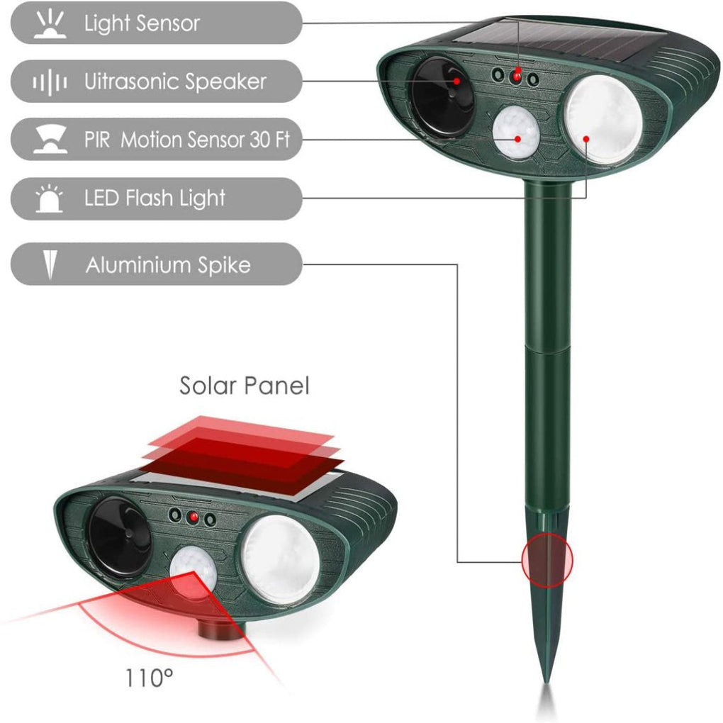 Solar-Ultraschall-Hasenvertreiber mit LED-Blitzlicht