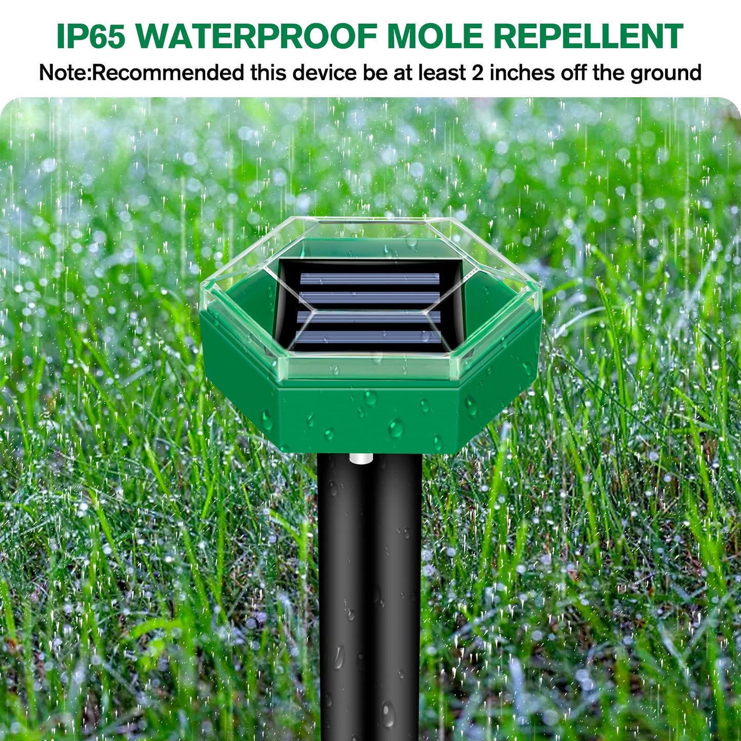 Solar-Ultraschall-Maulwurfschreck im 4er-Set, je 465 m² Reichweite, wasserdicht nach IP65